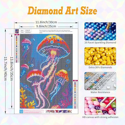 Jellyfish Diamond Art Kits for Adults Beginners 12x16 in, DIY Craft Gift - color: DP-US10
