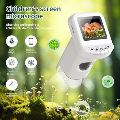 Kids Digital Microscope 1200X Handheld Portable STEM Science Toy(White)