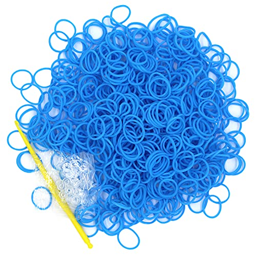 3000 Loom Rubber Bands Refill Kit,75 S-Clips & 5 Hooks Bracelet DIY Blue - color: Blue