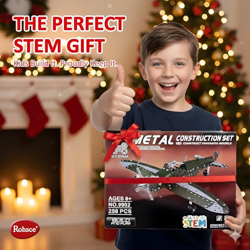 Metal Model Airplane Building Toys for Kids, DIY STEM Construction Kits - style: Green Metal Airplane Build Kit