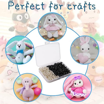 Vanblue Safety Eyes 260PCS 10mm Plastic Black Craft Eyes Teddy Bear Eyes with Washers for Amigurumi Stuffed Animals Crochet Toys Crafts Making Halloween Decorations - size: 10mm