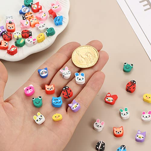 100pcs Animal Polymer Clay Spacer Beads for Women Jewelry Making DIY Bracelet Necklace Earrings Accessories (Animal) - color: Animal
