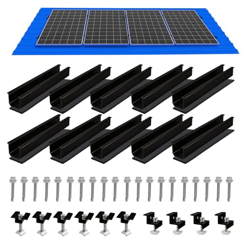 Solar Panel Mounting Brackets, Roof Mount Kit, in A Row Assembly - size: 4pc-black
