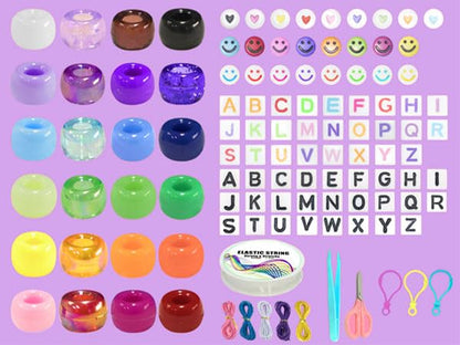LIS HEGENSA 24Color 1000PCS Kandi Pony Beads Bracelets Jewelry Making Kits - size: 24Color(1000PCS)