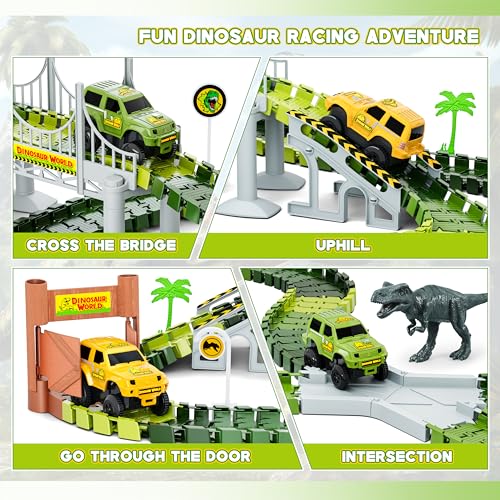 Dinosaur Tracks, 271 PCS Create A Dinosaur World Road Race Kids Boys Toys - color: Dinosaur Race Tracks