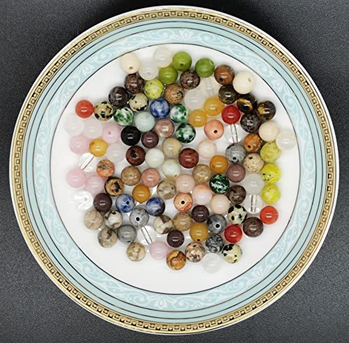 1200pcs 6mm Natural Round Stone Beads Real Gemstone Beading Loose Gemstone Hole Size 1mm DIY Smooth Beads for Bracelet Necklace Earrings Jewelry Making,Box Packed(24 Material -B,6mm) - color: 24 material -B,6mm, size: 6mm