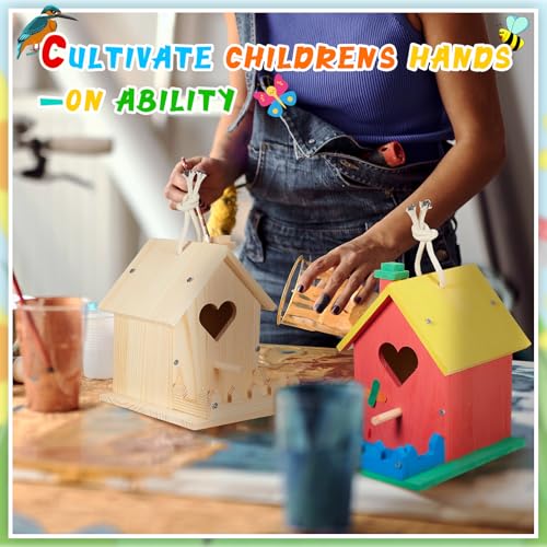 Juexica 4 Pack DIY Wooden Birdhouse Kits Build Paint, Art Craft Set,Heart