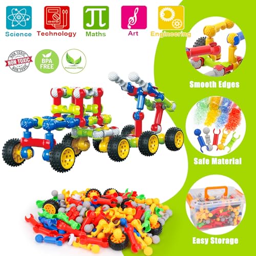 Qirptey Kids STEM Building Toys for 3 4 5 6 7 8+ Year Old Boy Birthday Gift - style: 186 PCS