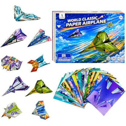 Xuoent Paper Airplane Kit, Origami Kit for Kids, World Classic Paper Planes - color: Green