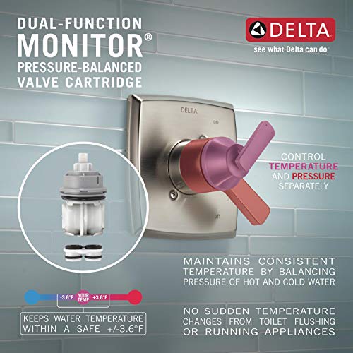 Delta Faucet Saylor 17 Series Chrome Shower Valve Trim Kit with H2Okinetic Shower Head, Delta Shower System, Shower Faucet Set, Shower Head and Handle Set, Chrome T17235 (Valve Not Included) - color: Chrome