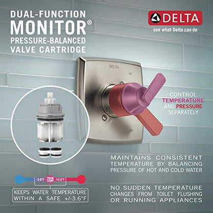 Delta Faucet Saylor 17 Series Chrome Shower Valve Trim Kit with H2Okinetic Shower Head, Delta Shower System, Shower Faucet Set, Shower Head and Handle Set, Chrome T17235 (Valve Not Included) - color: Chrome
