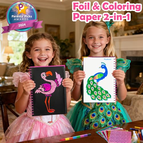 FUNNYB&G Foil Art Craft Kit for Kids, Sparkly Birthday Gift Toy for Girls - style: Birds