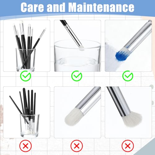Miniature Dry Brush Set, Professional Model Painting Brush, 6 Sizes
