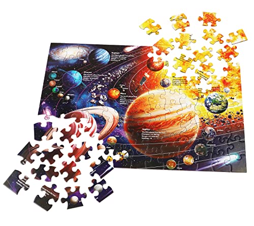 Solar System Space Kids Jigsaw Puzzles - 100 Piece Science Educational Toys for Ages 4-8 Boys & Girls - 8 Planets - color: Solar System