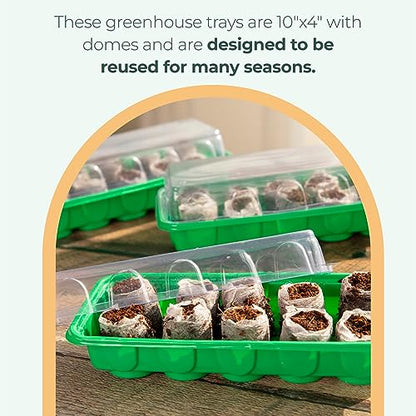 Window Garden Mini Greenhouse Seed Starter Kit – Reusable Seedling Trays - Indoor Germination Tray with Humidity Dome and Soil Pods - Windowsill Seeds Germinator - 30 Cells Starting Trays, 3 Pack