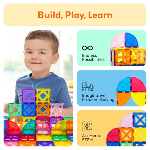 PicassoTiles Magnetic Building Block Quarter Round and Window Set Magnet Construction Toy Educational Kit Engineering STEM Learning Playset Child Brain Development Stacking Blocks Playboards - color: Quarter Round and Window Set