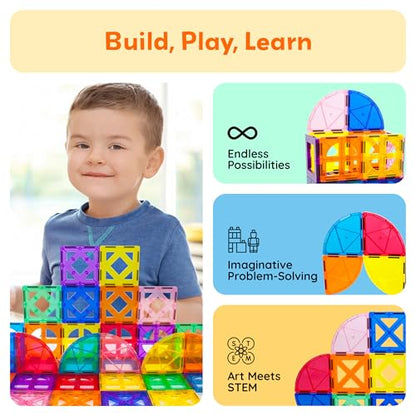 PicassoTiles Magnetic Building Block Quarter Round and Window Set Magnet Construction Toy Educational Kit Engineering STEM Learning Playset Child Brain Development Stacking Blocks Playboards - color: Quarter Round and Window Set