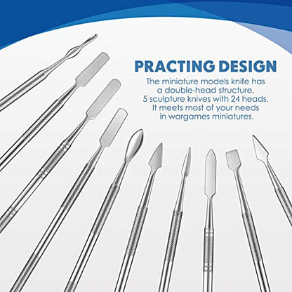 Honoson 5 Pcs Miniature Sculpting Tools, Double-Ended Steel Modeling