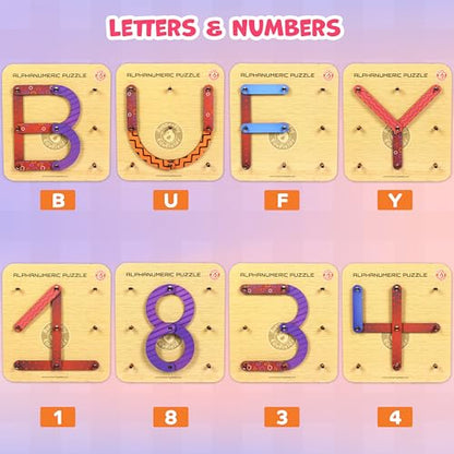 Butterfly EduFields Wooden Alphabet Puzzle Set Montessori Toy for Ages 3-5 - style: Alphanumeric
