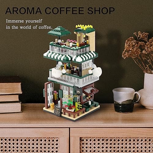 Mini House Building Kit, Street View Coffee Shop Building Blocks for Adults - color: Coffee Shop