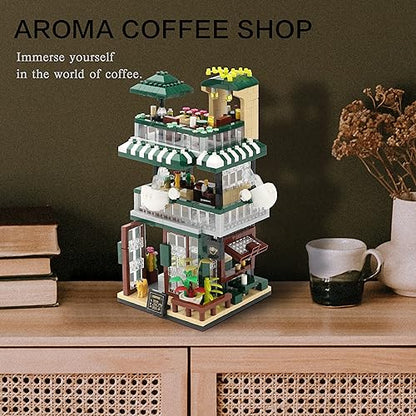 Mini House Building Kit, Street View Coffee Shop Building Blocks for Adults - color: Coffee Shop