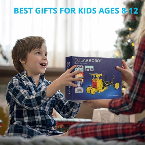 AESGOGO STEM Projects for Kids Ages 8-12, Solar Robot Science Building Kits, Birthday Gifts for 8 9 10 11 12-16 Year Old Boys Girls Teens, Robotics Powered by Sun or Battery(Not Include). - color: Yellow