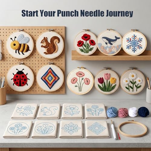 AohaiNova Punch Needle Kit for Adult Beginners,Punch Needling Set Donkey - color: 14-Donkey