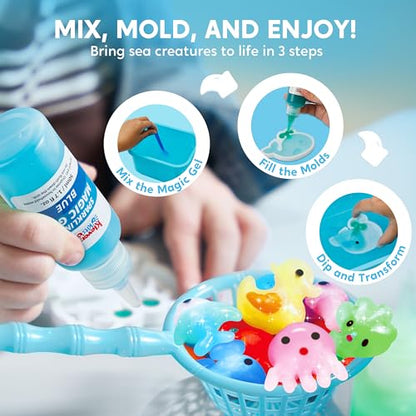 Klever Kits Water Gel Kit, Waters Pets Magic Fairy Water Gel Toy Kit with 10 Gels, 12 Molds, Preserving Bottle for Presents, Party Favors, Birthday Gifts, Arts & Crafts DIY Squishy Making Kit for Kids - style: Classic
