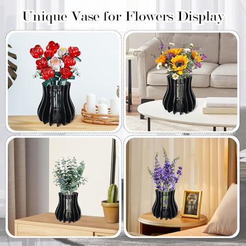 Wooden Vase Kit for Lego Flowers Arrangement - color: Black