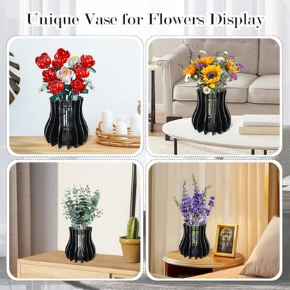 Wooden Vase Kit for Lego Flowers Arrangement - color: Black