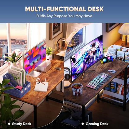 DUMOS 40 Inch Small Computer Desk, Gaming Desks for Home Office Bedroom - color: Wood Brown, size: 40 Inch-1 Pack