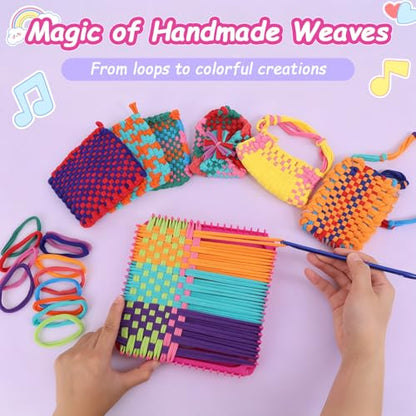Combaybe Weaving Loom Kit Toys Gift for Kids and Adults–DIY Arts and Crafts Beginner-Friendly Potholder Loom Kit with Loops Tools Funny Birthday Gifts Toys for Girls Ages 5 6 7 8-12 13 Years Old - style: Weaving Loom Kit