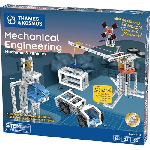 Thames & Kosmos | Mechanical Engineering: Machines & Vehicles STEM Experiment Kit | Build 20 Mechanical Models, Explore Physics of Force & Motion | Hands-on, Introductory Science Learning for Ages 8+
