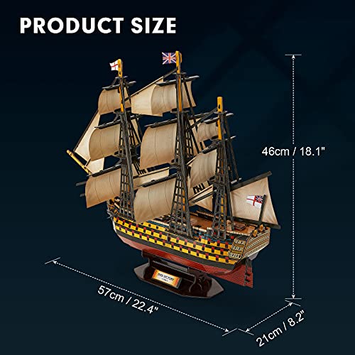 CubicFun 3D Puzzles Large HMS Victory Vessel Ship Sailboat Model Kits for Adults and Teens Toys, 189 Pieces, T4019h - style: C-Ship-HMS Victory | 1/150