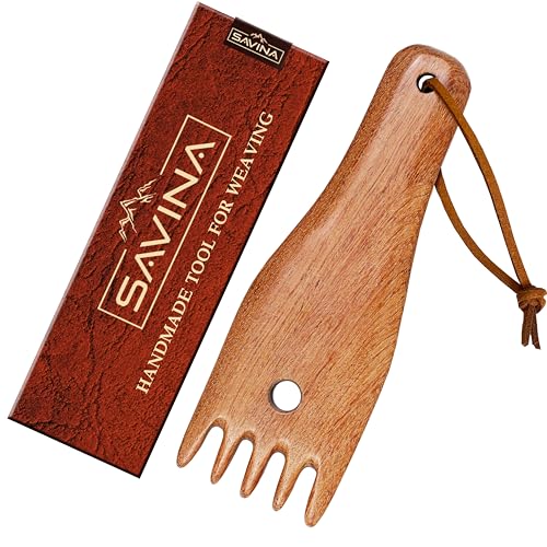 Savina Wooden Weaving Comb for Loom, Tapestry Beater Comb, Hand Carved Weaving Knitting Tools & Accessories for Tapestry, Woven Making Crafts (1Pcs)