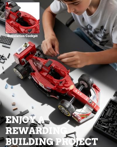 2IN1 Racing Car Building Blocks Set, MOC Speed Model Kit for Kids Ages 8+ and Adults, Creative Race Toy Gift for Boys & Girls (XZ0004) - color: Red