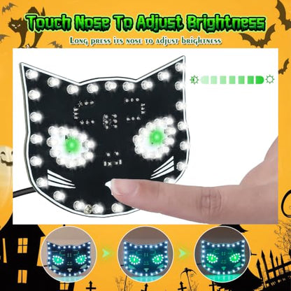 Halloween Black Cat Soldering Project, ICSTATION DIY Touch Control LED Cat Soldering Training Kit With 3 Lighting Modes Brightness Adjustment Soldering Practice Kit for Adults College Education