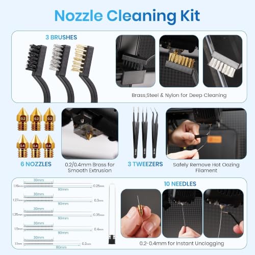 142Pcs 3D Printer Tools Kit with 4-Layer Slotted Case, 3D Printer Accessories - Cordless Rotary Tool, Heat Gun, PTFE Nozzle Anti-Stick, Deburring Tool for Bambu Lab, Flashforge, Ender 3, Anycubic