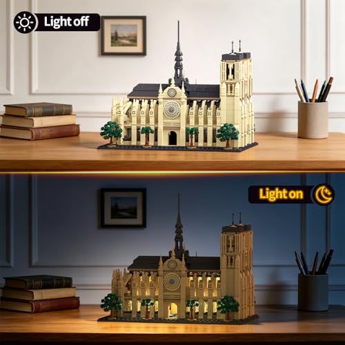 Notre Dame de Paris Architecture Building Set with LED Light, 1757 Pcs Collectible Model of Paris Landmark Building Blocks for Adults, Birthday Gift for Boys Girls 14+