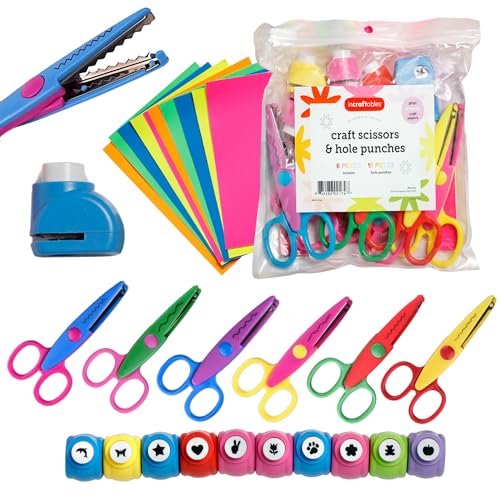 Craft Scissors Set – 26 Pcs, Paper Hole Punch & Decorative Cutting Edges