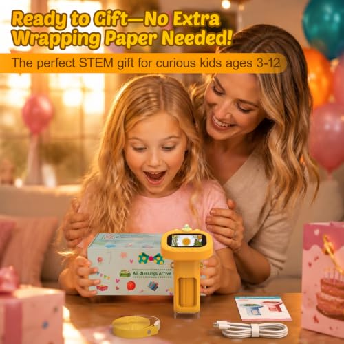 Portable Handheld Digital Microscope for Kids with 2.4" Display - color: Yellow