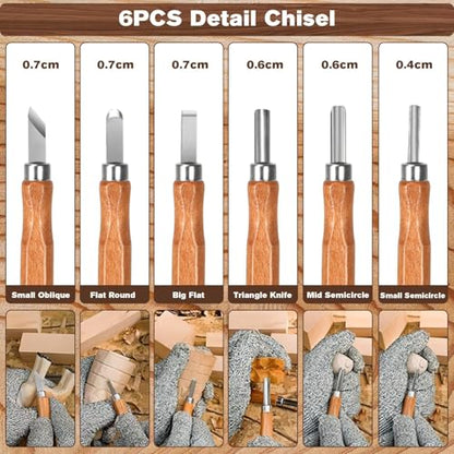 39 Pcs DIY Wood Carving Kit, 9 Basswood Blocks Carving Knives Storage Bag - color: Dark Brown-m