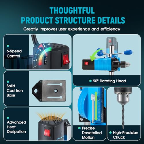 Antstone Mini Benchtop Drill Press 6-Speed 2800RPM Drill Press Rotary Tool Workstation Stand Precision Benchtop Drilling Machine 1200W Electric Portable Table Driller 3.15 Inch Depth