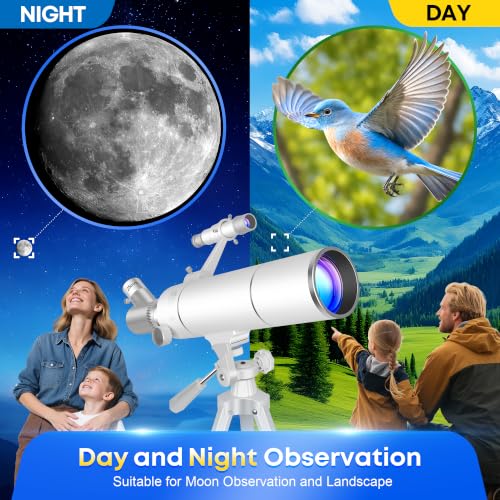 Hawkko Telescope Kit for Kids 8-12, 80mm Aperture 500mm Portable Telescope