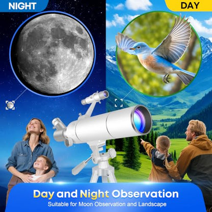Hawkko Telescope Kit for Kids 8-12, 80mm Aperture 500mm Portable Telescope