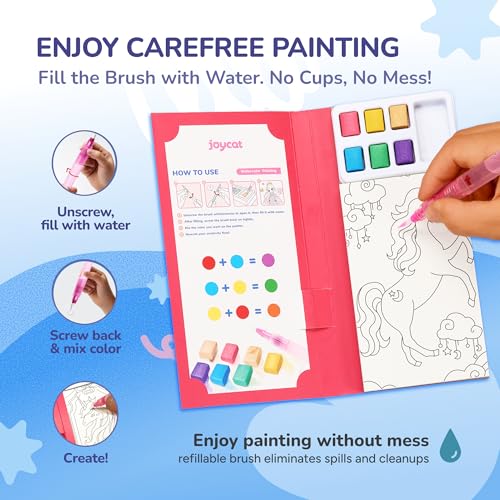 JoyCat 2 Pack Pocket Paint with Water Coloring Books for Kids - style: 2 Pack - Magical Pony & Ocean Princess