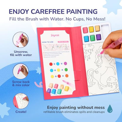 JoyCat 2 Pack Pocket Paint with Water Coloring Books for Kids - style: 2 Pack - Magical Pony & Ocean Princess