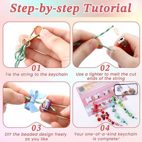 TOHONGADON 1812 Pcs Bead Keychain Making Kit, 7 Color Rainbow Bag Charm Kit - color: 1812 Pcs Beads