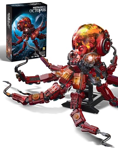 Mechanical Octopus Building Sets with Light, Ocean Animal Building Kits for Adults, Compatible with Lego Octopus, 882PCS STEM Toy for Teens Boys & Girls 8-16 - style: Octopus