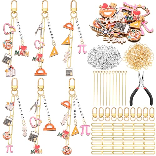 CraftyDream 558 Pcs Math Teacher Charm Keychain Making Kit DIY Name Crafts - style: I Love Math